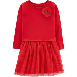 Carters Girls Red Bow Holiday Dress Size 2T 4T 14